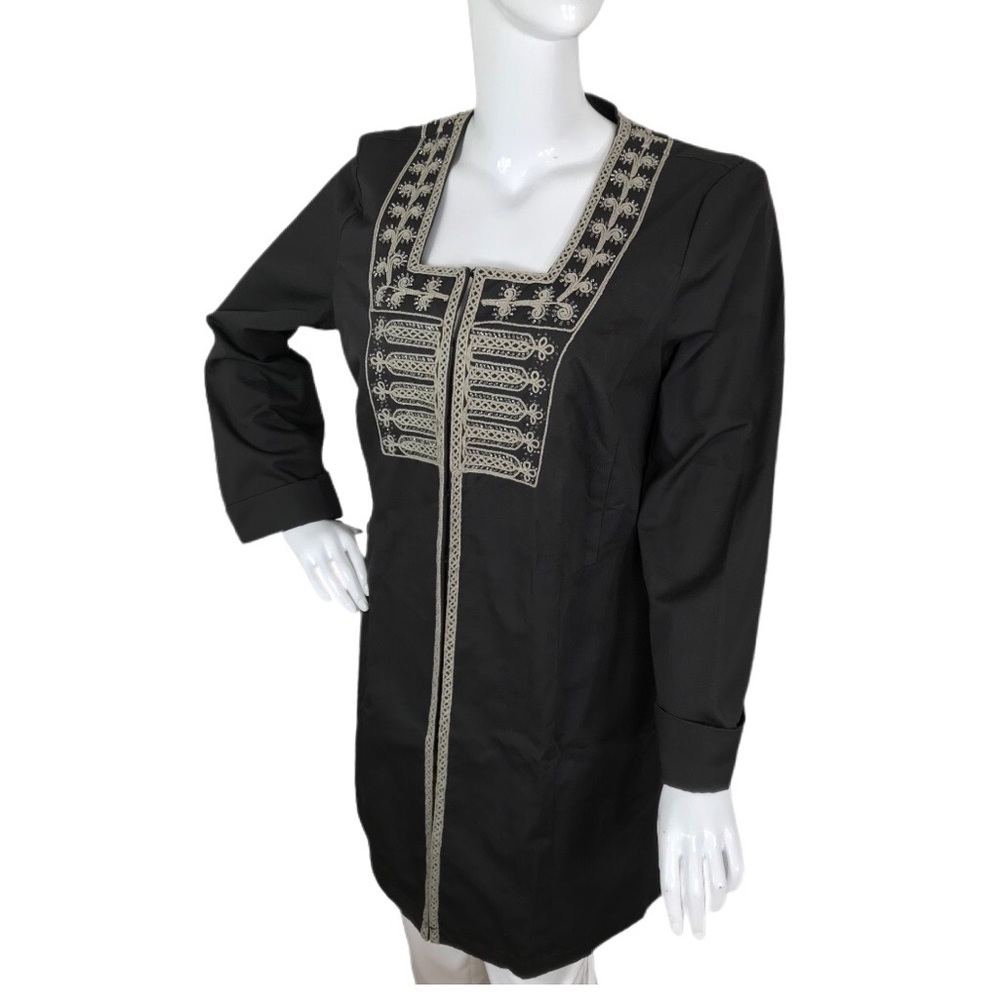 CAbi sz 14 Fancy Military Style Cotton Embroidered Beaded Tunic Length Jacket